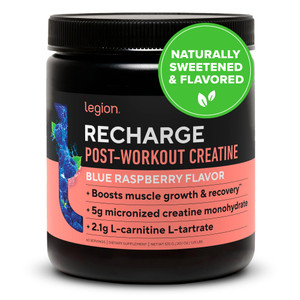 Legion Recharge Post Workout Supplement - All Natural Muscle Builder & Recovery Drink With Micronized Creatine Monohydrate. Naturally Sweetened & Fla