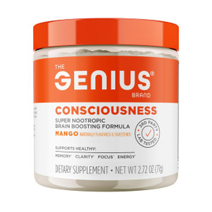 Genius Consciousness, Super Nootropic Brain Supplement Powder, Mango - Boost Focus, Cognitive Function, Concentration & Memory Booster - Alpha GPC &