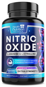 Nitric Oxide Booster 2560mg - Extra Strength L Arginine & Citrulline Supplement for Men & Women - Premium Muscle Supporting Nitric Booster - Natural