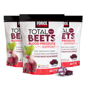 Force Factor Total Beets Blood Pressure Support Supplement with Beets Powder, Great-Tasting Chewables for Heart-Healthy Energy, and Increased Nitric