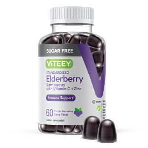 VITEEY Sambucus Elderberry Gummies for Adults & Teens + Zinc & Vitamin C - Sugar Free - Immune Support & Booster Herbal Supplement - Vegan, Gluten Fr