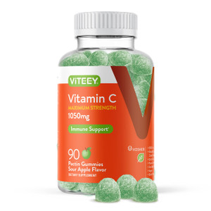 Viteey Chewable Vitamin C Gummies for Adults - 1050mg Maximum Strength Immune Support Supplement - Vegan, Gluten Free - 90 Count