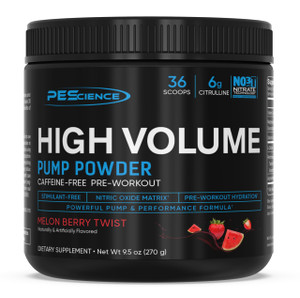 PEScience High Volume Stim-Free Pre Workout, Nitric Oxide Booster with L Citrulline & L Arginine Nitrate, Non-Stim Preworkout for Men and Women, 36 S