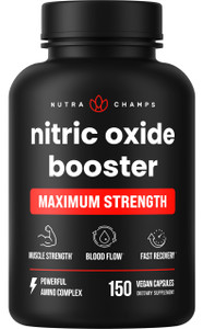 NutraChamps Nitric Oxide Supplement, L-Arginine, L Citrulline Malate, AAKG, Pine Bark, Grape Seed Extract, Extra Strength Nitric Oxide Booster, Nitri