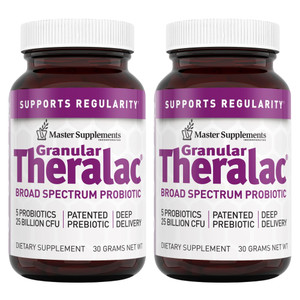 Master Supplements Granular Theralac - 1.05 oz, Pack of 2 - Multi-Strain Probiotic Powder for Optimal Gut Health - Great for Kids - Vegan, Gluten Fre