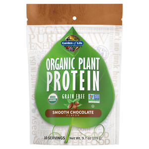 Garden of Life Organic Plant Protein Smooth Chocolate Powder, 10 Servings - Vegan, Grain Free & Gluten Free Plant Based Shake with 1 Billion CFU Prob