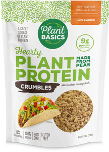 Plant Basics - Hearty Plant Protein - Unflavored Crumbles, 8 oz (Pack of 2), Made from Peas, Non-GMO, Gluten Free, Low Fat, Low Sodium, Vegan, Meat S