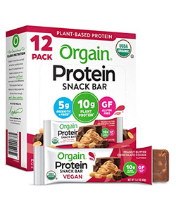 Orgain Organic Vegan Protein Bars, Peanut Butter Chocolate Chunk - 10g Plant Based Protein, Low Calorie Healthy Snacks, No Lactose or Soy Ingredients