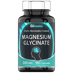 tnvitamins Magnesium Glycinate 300mg, 90 Capsules | High Absorption Chelated Magnesium for Sleep, Calm & Muscle Support* | Non-GMO, Gentle, Non-Laxat