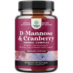 D Mannose with Cranberry Supplement - Potent D Mannose 1000mg Capsules for Kidney Defense Support & Cleanse and Urinary Tract Health for Women & Men