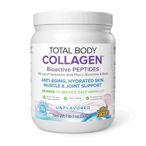 Natural Factors Total Body Collagen - Bioactive Collagen Supplement for Hair & Nail Growth Support - Healthy Skin Supplement with Protein, Vitamin C