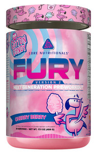 Core Nutritionals Fury V2: Pre-Workout Powder to Maximize Performance in The Gym W/Zum-XR® Caffeine, L-CItruline, and Alpha GPC (40 Scoops) (Fun Swee