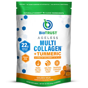 BioTrust Collagen Powder with Turmeric  5 Types (I, II, III, V, X)  Turmeric Collagen Powder for Women & Men  Hydrolyzed Protein  Grass Fed Beef,