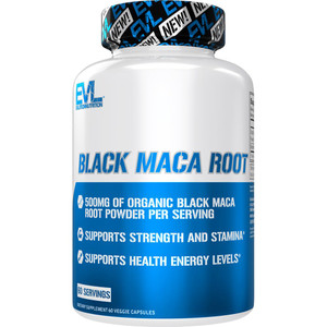 Evlution Nutrition Black Maca Root - Energy Support - 500mg Organic Black Maca Root Powder - Workout Supplement - Vegetarian Capsules - for Strength