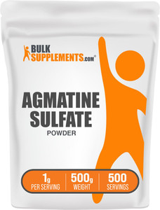 BulkSupplements.com Agmatine Sulfate Powder - Nitric Oxide Supplement, Pre Workout Powder - Unflavored & Gluten Free, 1g per Serving, 500g (1.1 lbs)
