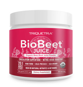 BioBeet® Max Strength Beet Root Juice Powder  20:1 Concentrate, Each Serving Derived from 60,000 mg Organic Beetroot - Cold-Pressed, USA Grown  Nit