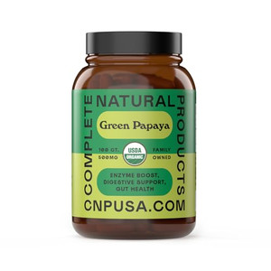 CNP Organic Green Papaya Capsules 500mg - Unripe Papaya Powder with Papain Enzyme, Digestive Super Fruit Fiber Support, Plant Based Vegan Non GMO Cle