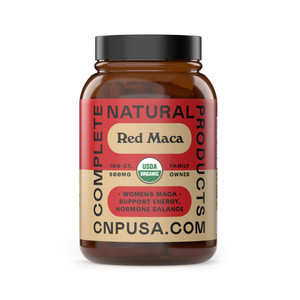 Organic Red Maca Root Capsules 800mg - Gelatinized Red Maca Powder Supplement, Plant Based Vegetarian Pills, Non GMO Clean Formula, 100 Count Glass B