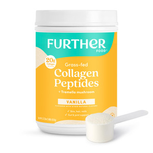 Further Food Vanilla Collagen Peptides Powder with Tremella Mushroom  100% Grass-Fed, Hydrolyzed Type 1 & 3, 20g of Collagen per Serving, Supports S