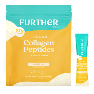 Further Food Vanilla Collagen Peptides Powder with Tremella Mushroom  100% Grass-Fed, Hydrolyzed Type 1 & 3, 20g of Collagen per Serving, Supports S
