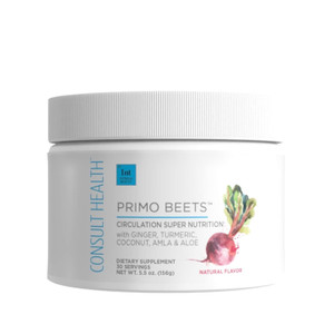 Consult Health Primo Beets - Beet Root Powder Drink Mix with Electrolytes - Nitrates to Support Circulation - Energy Boost - Ginger & Turmeric - for