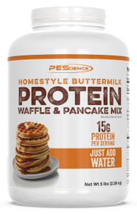 PEScience Protein Pancake Mix for Protein Waffles and Pancakes, Just Add Water, Whey and Casein Blend, Amazing Taste and Fluffy Texture - Homestyle B