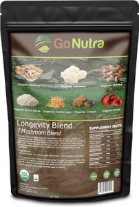 Go Nutra - Organic 7 Mushroom Supplement, Longevity Mushroom Powder with Lions Mane, Chaga, Shiitake, Maitake, Reishi, Tremella, and Cordyceps Mushr