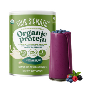 Four Sigmatic Organic Plant-Based Protein Powder | Clean Vegan Protein Elevated with Lions Mane, Chaga, Cordyceps and More for Brain Function and Im