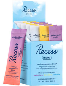 Recess Mood Powder, Magnesium L-Threonate Blend with Passion Flower, L-Theanine, Electrolytes, Magnesium Calm Support Powder Supplement -Sampler Pack