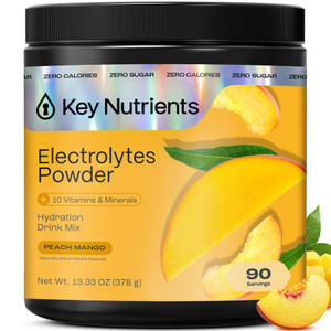 KEY NUTRIENTS Multivitamin Electrolytes Powder No Sugar - Tropical Peach Mango Electrolyte Powder - Endurance & Energy Supplement - Hydration Powder