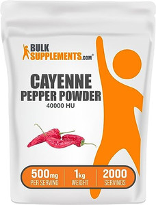 BulkSupplements.com Cayenne Pepper 40000 HU Powder - Capsaicin Supplements, Cayenne Pepper Powder - Vegan & Gluten Free, 500mg per Serving, 1kg (2.2