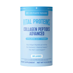 Vital Proteins Collagen Peptides Powder Advanced with Hyaluronic Acid & Vitamin C, Collagen Supplements, Unflavored, 12 Servings