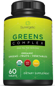 Sunergetic Premium USDA Organic Greens Superfood Tablets  Greens Superfood Powder Includes Veggies, Fruits & Polyphenols  Daily Greens Superfood Po