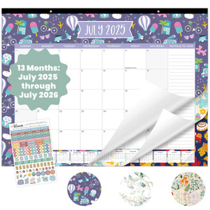 bloom daily planners Desk Calendar 2025-2026 - Academic Year Large Wall Calendar (July 2025 - July 2026) - 21 x 16 Desktop & Hanging Monthly Planne