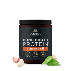 Ancient Nutrition Bone Broth Protein Powder, Tomato Basil, Grass-Fed Chicken and Beef Bone Broth Powder, 15g Protein Per Serving, Supports a Healthy