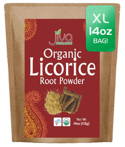 Jiva Organics Licorice Root Powder 14 Ounce Bulk Bag (14oz) - Glycyrrhiza glabra - Mulethi - Yashtimadhu - Non-GMO