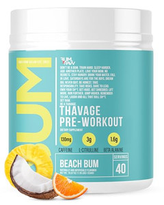 RAW Pre Workout Powder, Thavage (Beach Bum) - Chris Bumstead Sports Nutrition Supplement for Men & Women - Cbum Pre Workout for Working Out, Hydratio