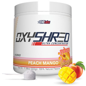 EHP Labs OxyShred Pre Workout Powder - Preworkout Powder with L Glutamine & Acetyl L Carnitine, Energy Boost Drink - Peach Mango, 60 Servings