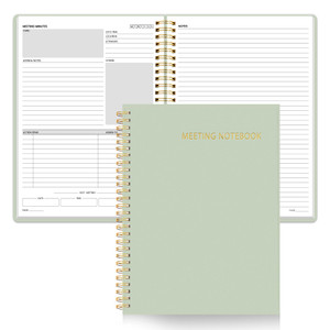 SUNEE Half Meeting Half Note - 7.5"x10" Professional Notebooks for Work - 160 Pages, B5 Size Project Planner, Spiral Meeting Agenda/Minutes Organizer