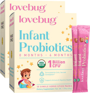LOVEBUG Infant Probiotics 0-6 Months - USDA Organic Probiotics for Babies, Supports Baby Gas, Colic, Diarrhea and Newborn Constipation Relief, Allerg