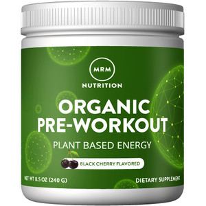 MRM Nutrition Organic Pre-Workout Powder | Black Cherry Flavored | Superfoods + 150mg Natural Caffeine + adaptogens | Clean Energy + Focus| Healthy B