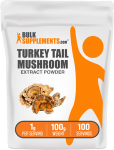 BulkSupplements.com Turkey Tail Mushroom Extract Powder - Coriolus Versicolor Extract, Mushroom Supplement - Vegan & Gluten Free, 1g per Serving, 100
