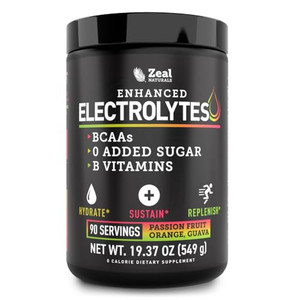 Zeal Electrolyte Powder - 90 Servings | Keto Electrolytes Powder | Zero Sugar, BCAAs, B-Vitamins | Potassium, Zinc, Magnesium | Hydration Powder Reco