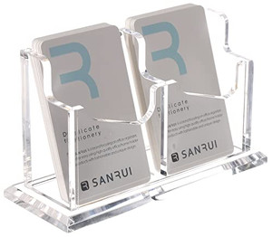 SANRUI Vertical Business Card Holder - Acrylic Clear Desktop Display Stand for Office, Home & Exhibition - Sleek Design, Durable, Easy Access,Profess