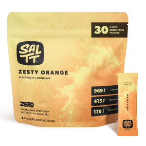 SALTT Electrolytes Powder Flavored Drink Mix - Zesty Orange - 30 Hydration Packets - Magnesium, Potassium, Sodium, Trace Minerals - Zero Sugar & Glut