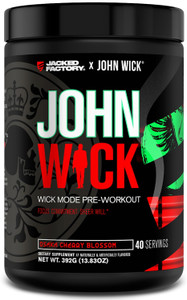 Jacked Factory X John Wick - Wick Mode Pre Workout Powder - Intense Energy, Battle-Ready Focus, Unstoppable Commitment, and Sheer Will - 40 Servings,