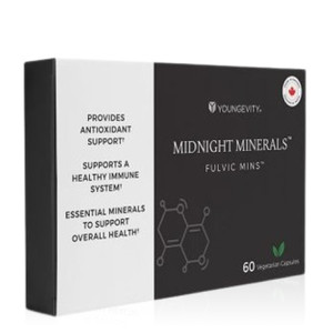 Youngevity Midnight Minerals Fulvic Mins | Nutrients from Peat Bog Clay | Vitamin C from Acerola Powder | 60 Capsules (Pack of1)