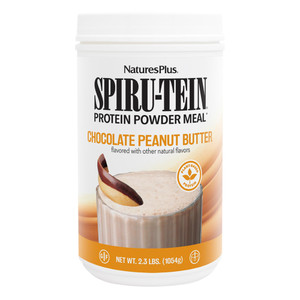 NaturesPlus SPIRU-TEIN, Chocolate Peanut Butter - 2.3 lbs, Pack of 2 - Plant-Based Protein Powder - Vegetarian, Gluten Free - 68 Total Servings