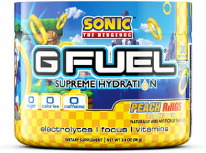 G Fuel Sonic's Peach Rings Supreme Hydration, Electrolyte Powder Mix for Energy & Focus, Sugar and Caffeine Free Supplement with Essential Vitamins &