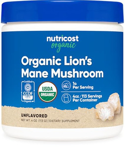 Nutricost Organic Lion's Mane Mushroom Powder 4oz - Certified USDA Organic